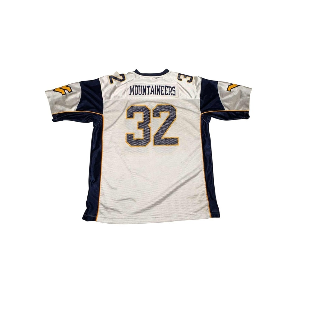 Vintage West Virginia Mountaineers #32 Football Jersey Starter White Navy B30 - Picture 2 of 4
